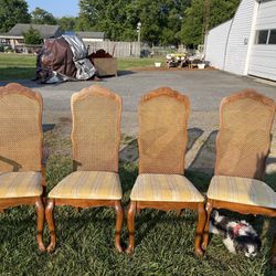 Chairs - High Back Cane French Provincial Style Chairs Set Of Four 