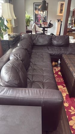 Leather L-shaped couch