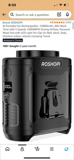 NEW ROSHOPI Portable Rechargeable Waist & Neck Fan (10000mAh) - High Power
