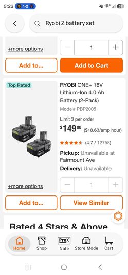 Ryobi batteries 18v 4ah new
