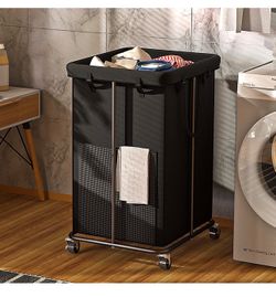 Fabric Laundry Hampers, Metal Frame and Removable Bag Design with Wheel