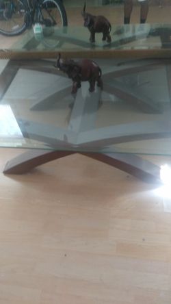 Very beautiful glass table with wood base