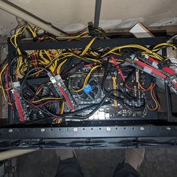 6 GPU Crypto Mining Or AI Server Rig 1600W PSU 8 Riser Cards