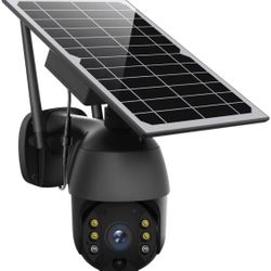 Solar Powered Wireless Security Camera Outdoor, WiFi Home Smart Cam Waterproof with Spotlight,Battery,Solar Panel, Color Night Vision,Motion Detection