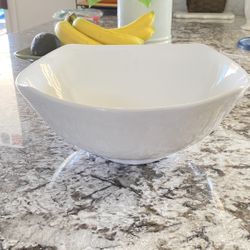 Modernist Square with Rounded Sides Italian Made White Bowl 11.5” x 5” Sleek and Elegant 