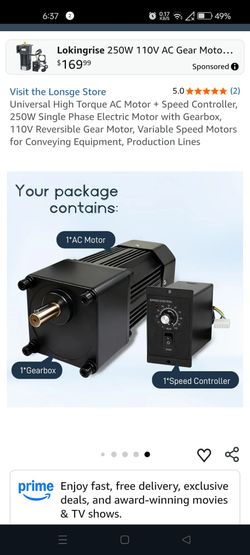 Speed control motor 250 w 110 volt 1650 RPM never used open box variable speed switch and dial $75