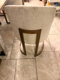 Upholstered Bar Stool with Gold Metal Frame