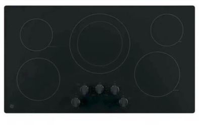 36 in. 5 Burner Element Radiant Electric Cooktop Built-in Knob Control in Black