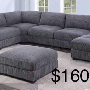 New 127x164x66 Corduroy Sectional Couch / Free Delivery 
