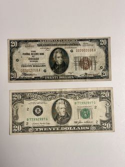 (1) 1929 & (1) 1985  $20 Bank Notes