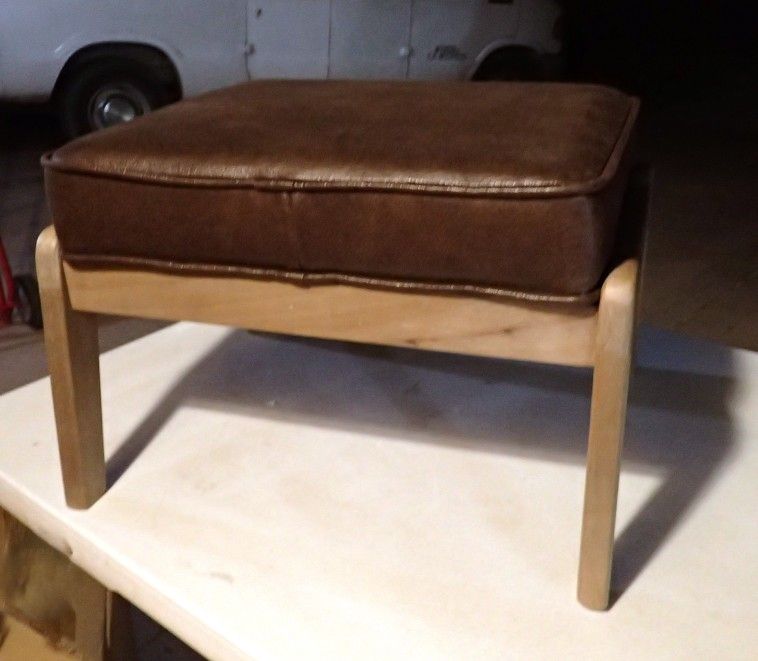 New Wooden Foot Stool with Brown Cushion Ottoman