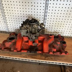 Small Block Chevy Two Barrel Intake With Carb