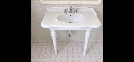 Bathroom Sink Console 2 Legs Elegant White with or without faucet