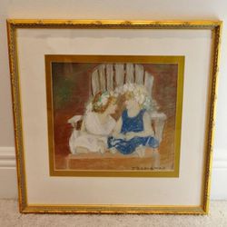 Signed art by J. Boardman two young girls 

