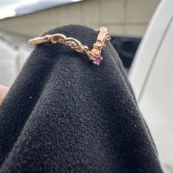 Rose Gold Filigree Ring with Pink Sapphire & Diamonds