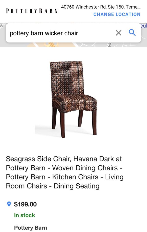 Seagrass Side Chair Havana Dark At Pottery Barn Woven Dining
