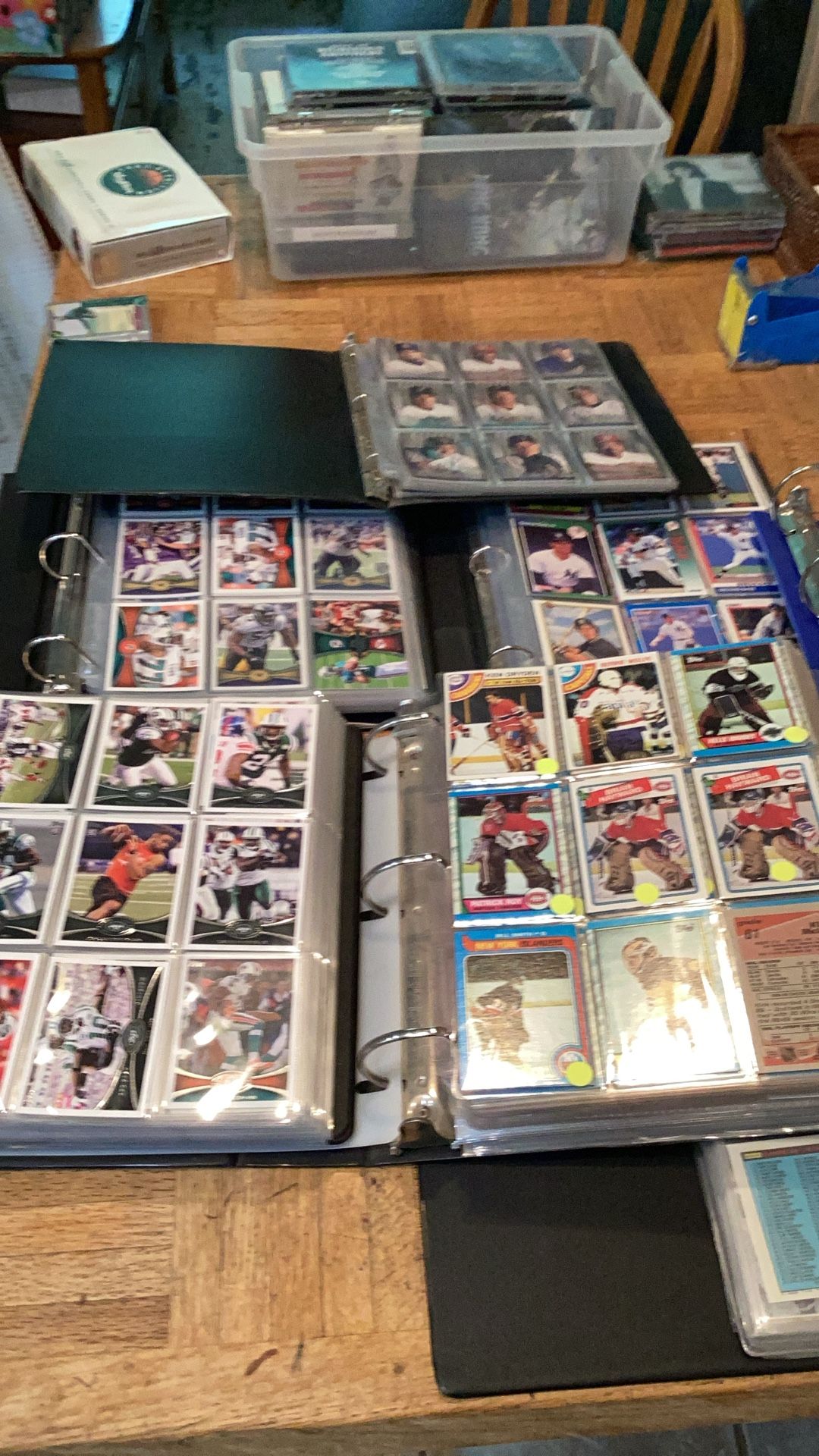 5 Binders Of Cards Baseball Hockey and Football Plus Lots Of Extra Cards