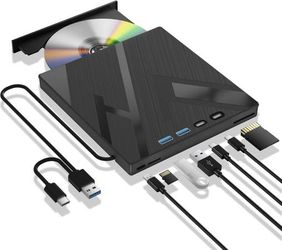 Brand New 7in1 External Blu Ray Bluray Drive Reader Burner and USB Hub
