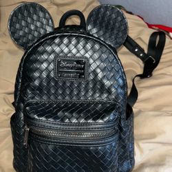 Loungefly Black Woven Backpack with Ears( Used Once) 