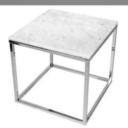 Tema Home Prairie 20"X20" Marble End Table | Black Marble Top/Black Lacquered Steel Legs


