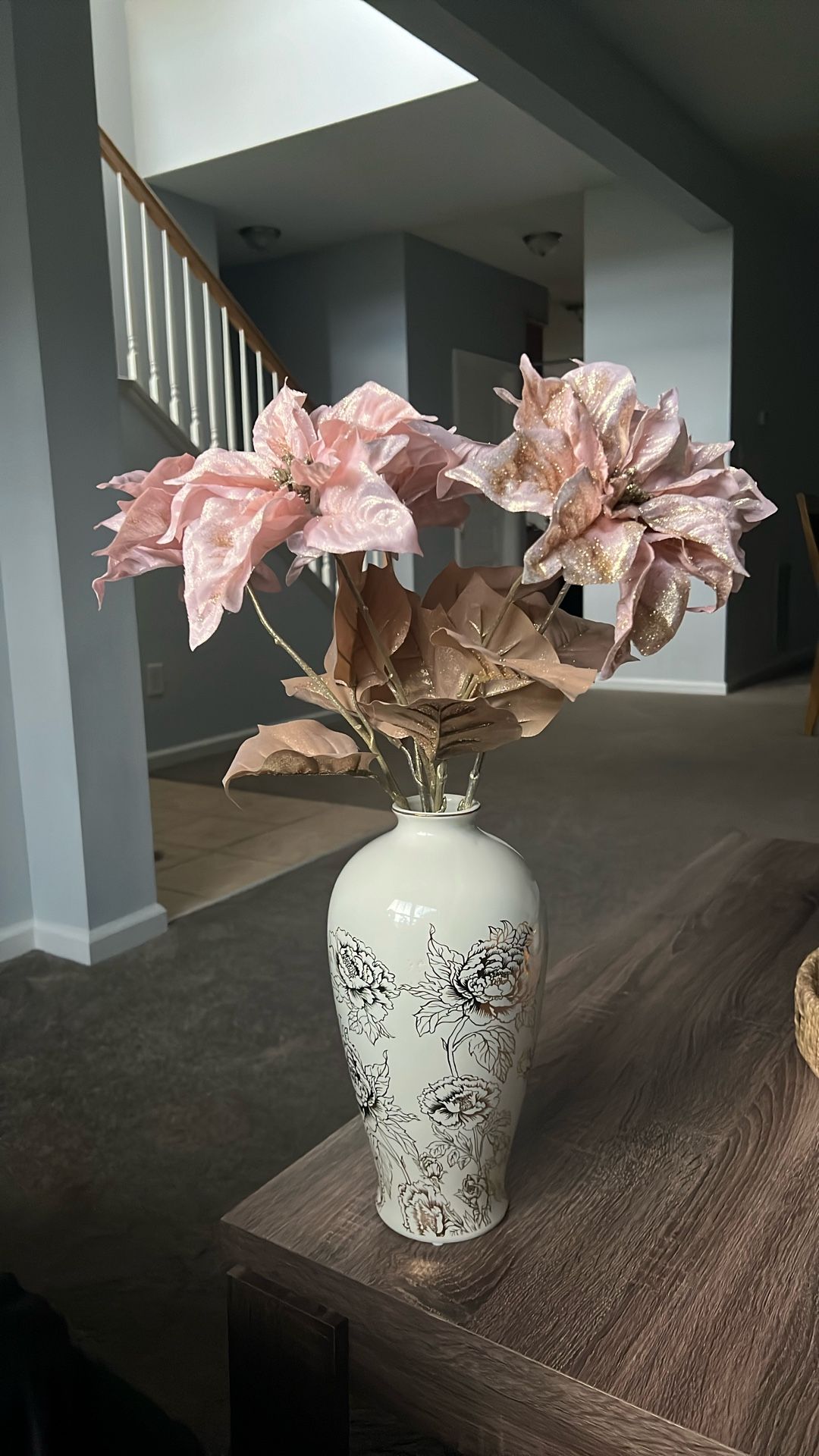 Vase With Glittered Flowers