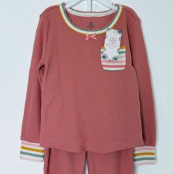 Pink Waffle Pajama Set for Girls Size 4T, Toddler Girl Pajamas