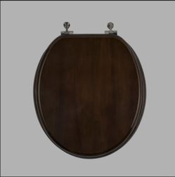 PIKLiDS Solid Wood Round Toilet Seat - Walnut Brown