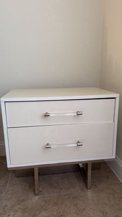 PAIR of white modern night stands