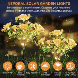 Neporal Solar Garden Lights Outdoor Dusk to Dawn, Carnation Solar Flowers Outdoor Waterproof IP65 for Garden Decor Yard Decor Patio Decor, Garden Sola