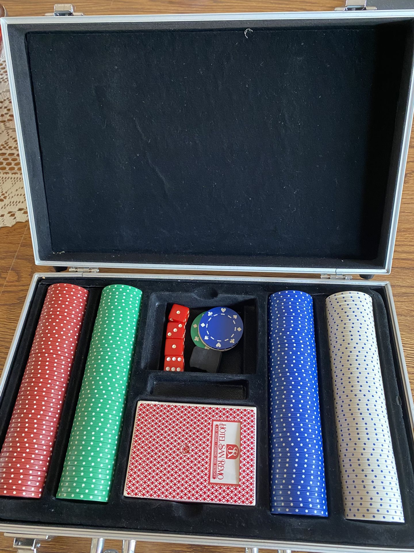 Poker Chips & Cards in metal carrying case