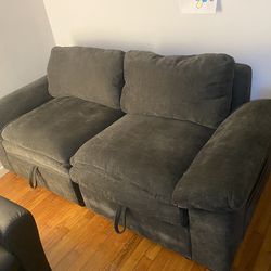 Dark Gray Convertible Sofa with Storage – Great Condition