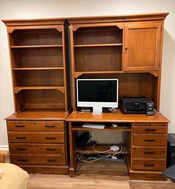 Ethan Allen Wooden Desk File Cabinet Hutch/Bookcase