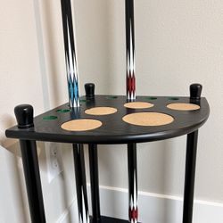 2 x Two-piece Pool Cues With Stand