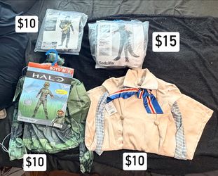 Halloween costumes message me which one Megan sz7/8 $5 new with tags but some stitching issues can send more pictures.  Ninja sz 6/7 $10 Godzilla  sz 