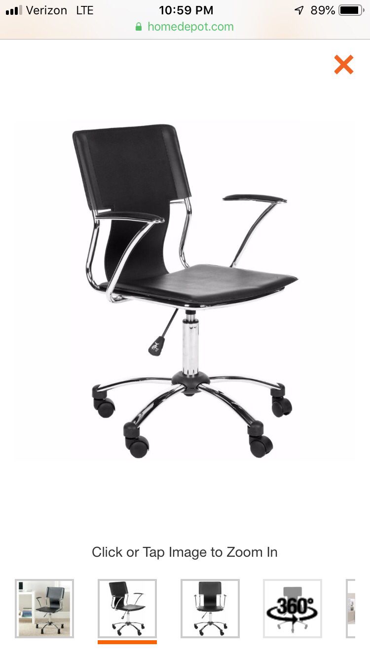 Kyler black leather contemporary office chair