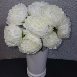 15 Short Stemmed White Peony Artificial Flowers