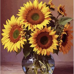 Paint by Numbers for Adults Beginners and Kids,19.6" Wx19.6 L DIY Sunflower Canvases for Painting with 5Pcs Paintbrushes,Home Room Wall Decor Art for 