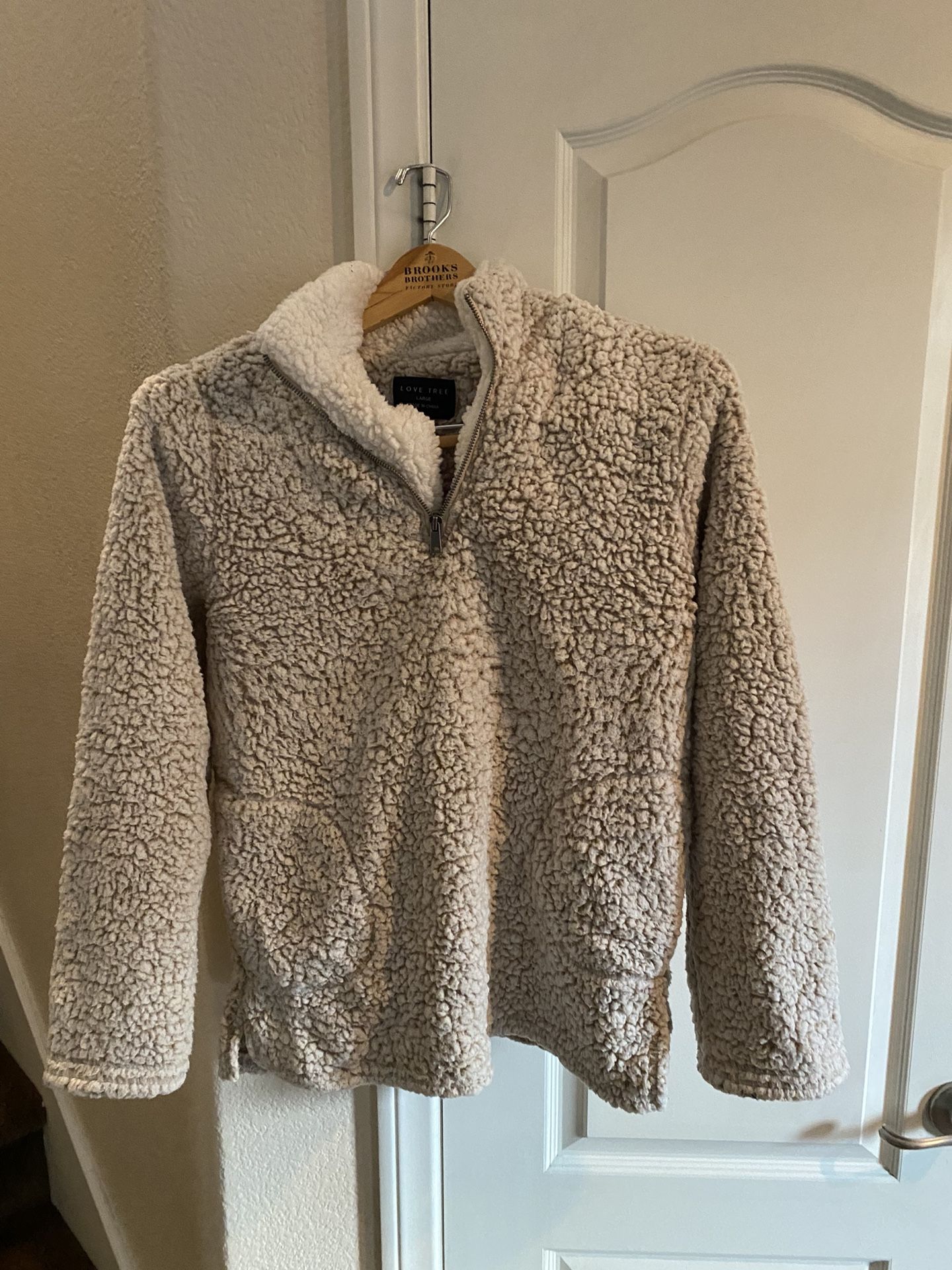 Women’s Fleece Pullover Beige Size Large