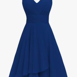Royal Blue V-neck A-line Lace-up Formal Dress (size 0)