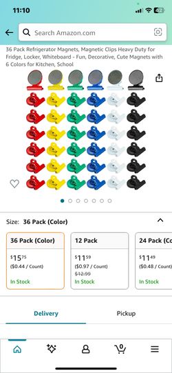 36 Pack Refrigerator Magnets, Magnetic Clips Heavy Duty for Fridge, Locker, Whiteboard - Fun, Decorative, Cute Magnets with 6 Colors for Kitchen, Scho