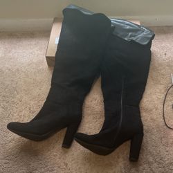 Black Suede Thigh High Size 11 W Boots