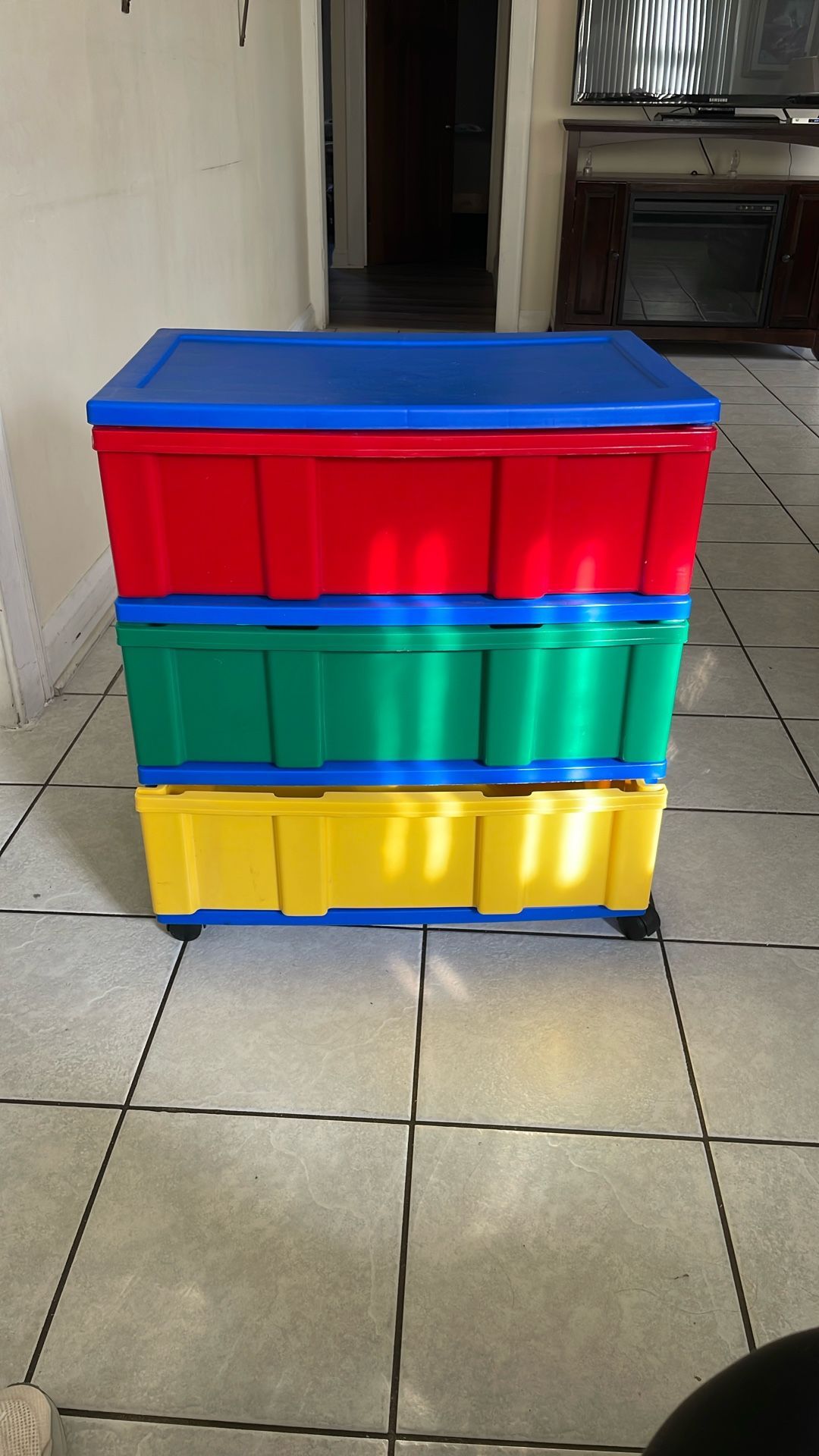 Multi-color Plastic 3 drawer Storage with Wheels