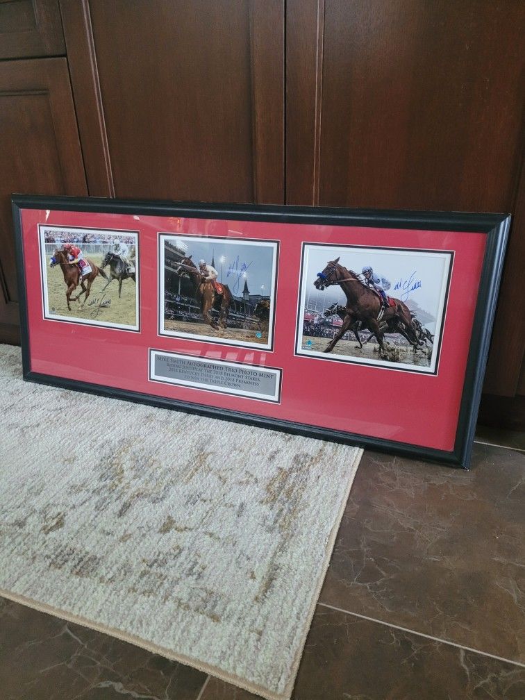 Mike Smith Autographed Trio Triple Crown Winner AUTHENTICATED