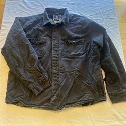 Chaps Men's XXL Olive Green Canvas Flannel-Lined Field Jacket Shacket Distressed