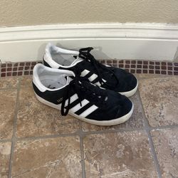 Adidas Black Gazelle Ortholite Suede Sneakers with White Stripes Size 5