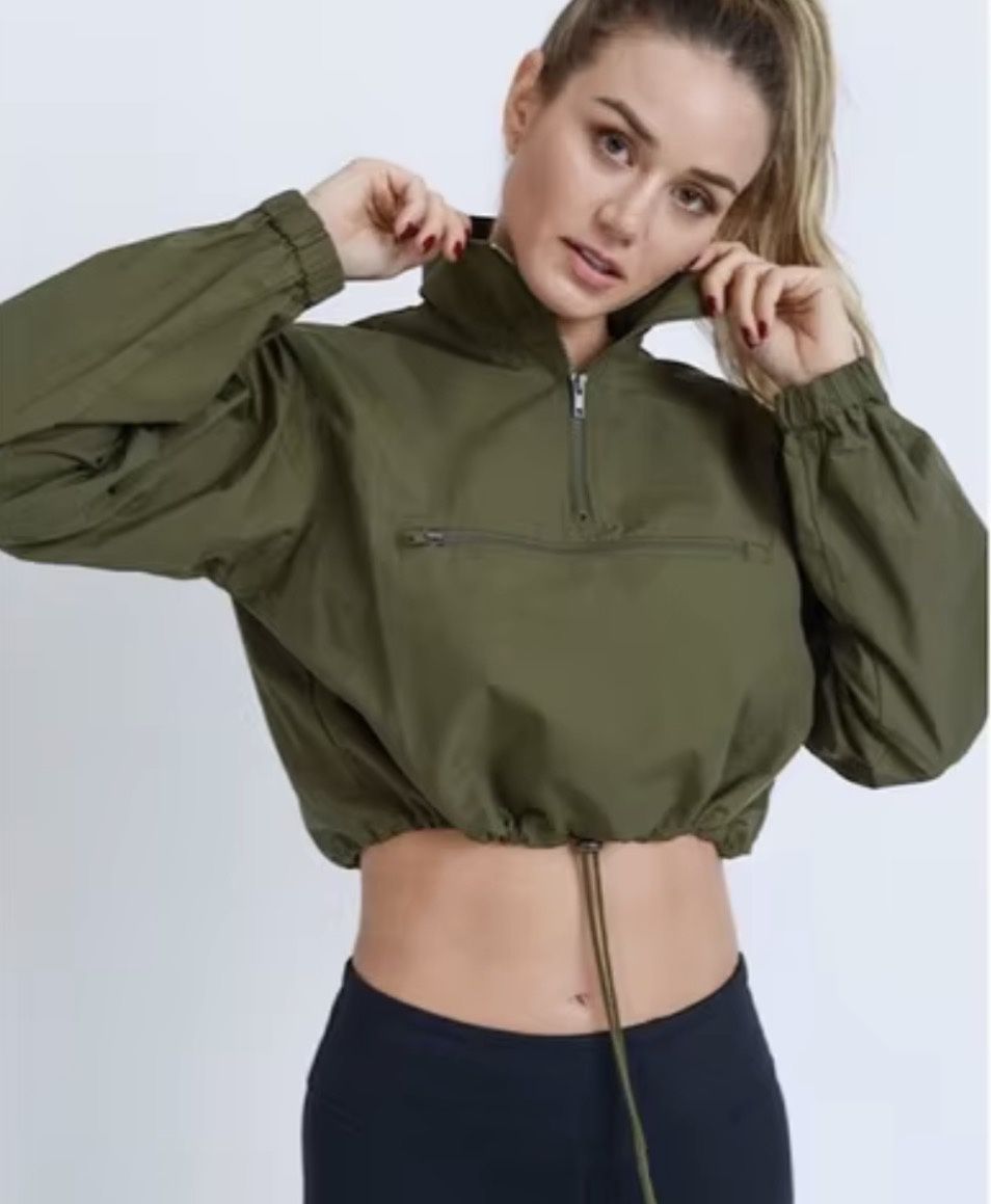 Love Tree Crop Quarter Zip Pullover Women Windbreaker Jacket size M