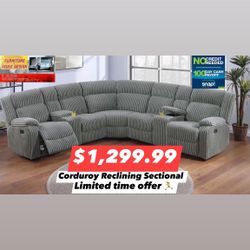 Corduroy Reclining Sectional 