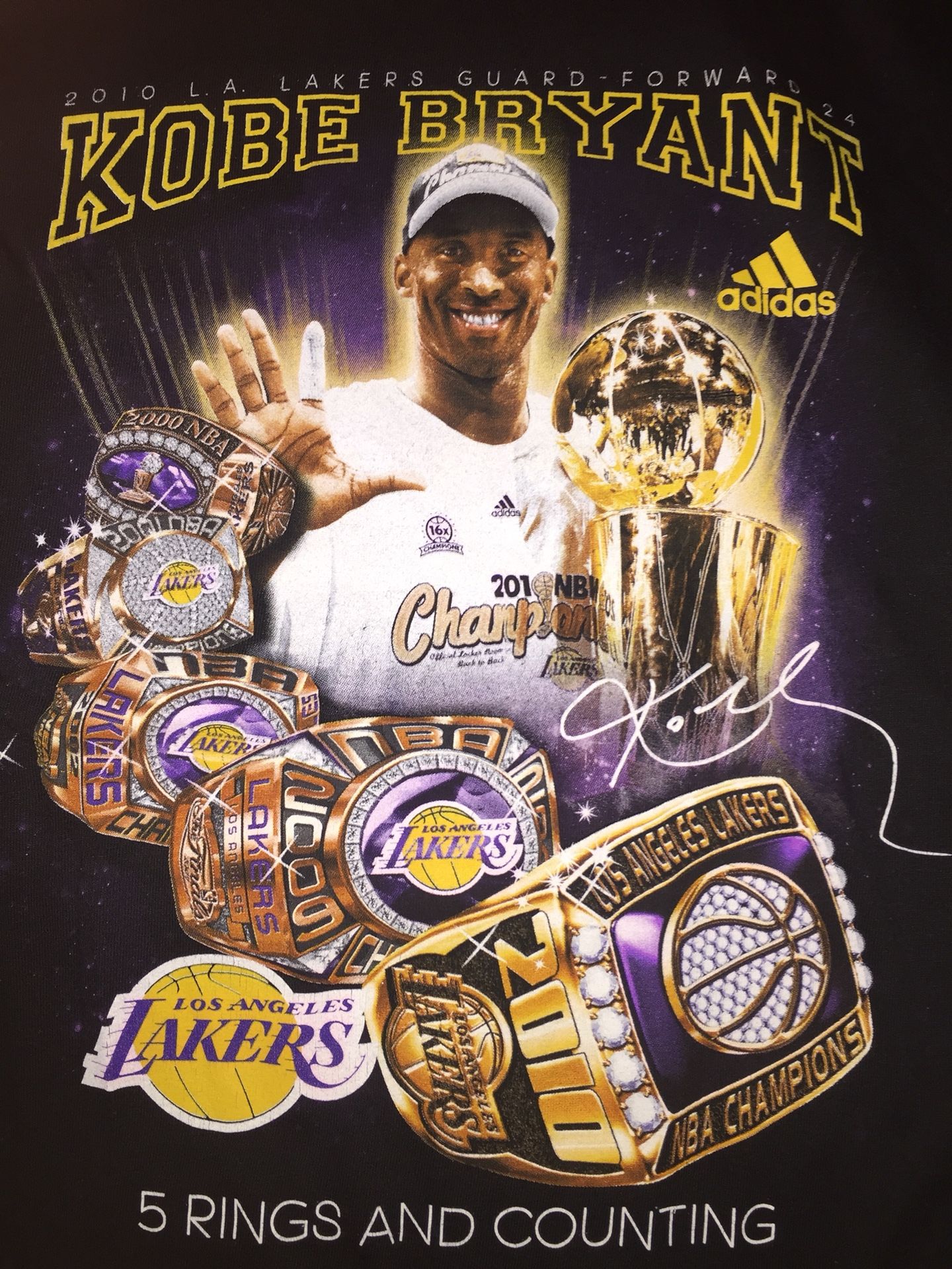 Adidas Kobe Bryant Lakers Champion Ring sz L