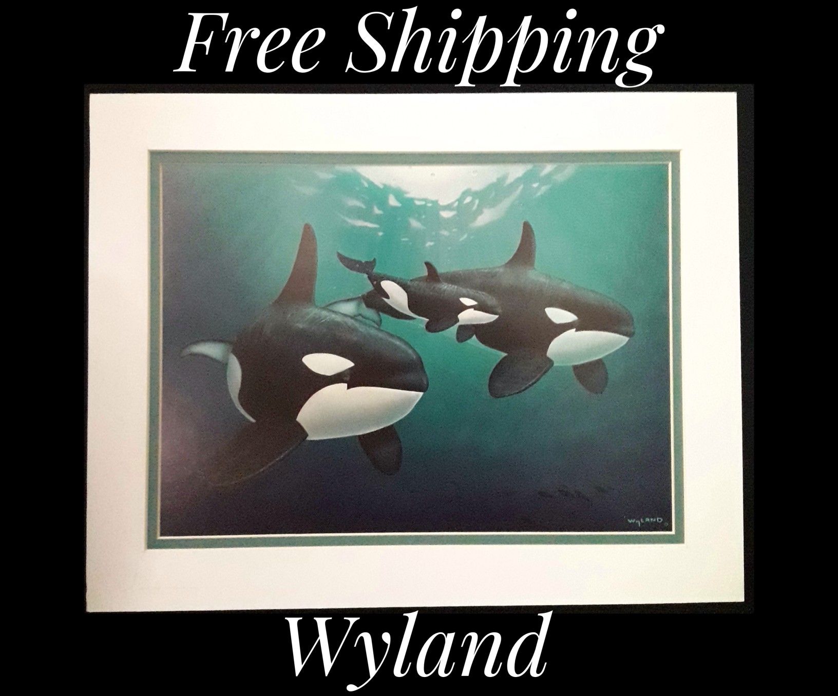 Wyland, 11" x 14" Fine Art Calender Print. Mounted on Acid Free Foam Core. Double Matted on Acid Free Matt Board