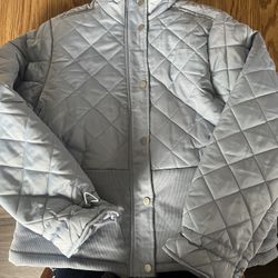 women puffer sky blue jacket 